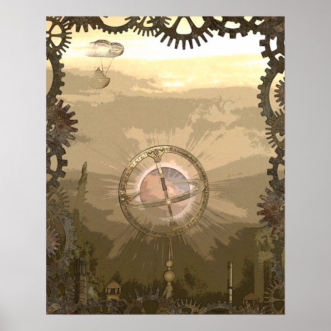 Poster Cidade de Steampunk Fantasy (Frente)