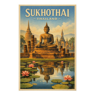 Pôster Cidade de Sukhothai, Tailândia, em um clássico ret
