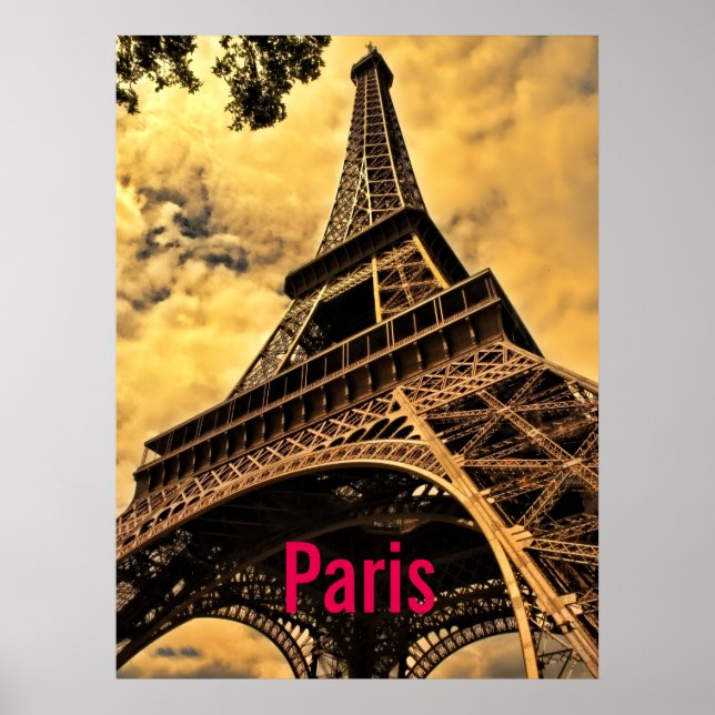 Poster Cidade do Amor e Romance de Paris Torre Eiffel Fra (Frente)