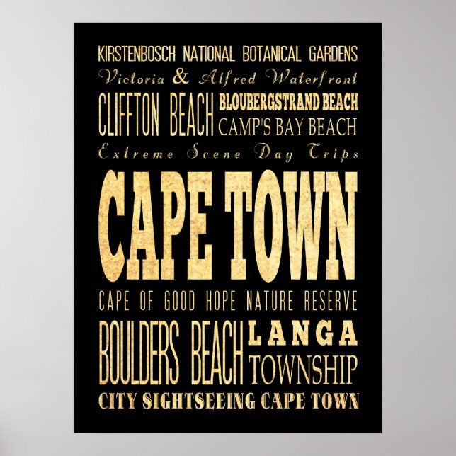 Poster Cidade do Cabo, África do Sul (Frente)
