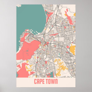 Poster Cidade do Cabo - África do Sul - Mapa da Cidade d