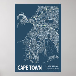Poster Cidade do Cabo, África do Sul, Mapa de Arte