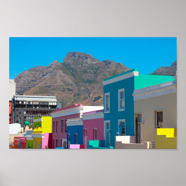 Poster Cidade do Cabo Bo-Kaap Cityscape África do Sul (Frente)