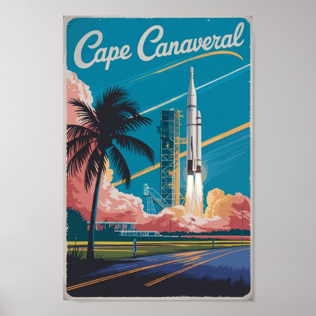 Poster Cidade do Cabo Canaveral da Flórida Viagem Art (Frente)