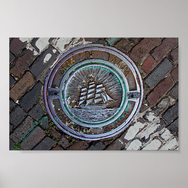 Pôster Cidade do cobrir de água da tempestade Tampa (Frente)