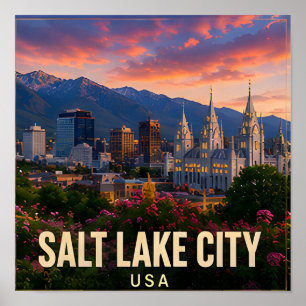Poster Cidade do Lago Salgado Utah Viagem pelo Vale Cênic