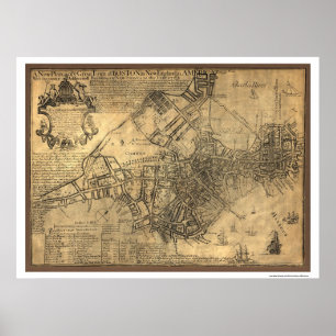 Pôster Cidade do mapa de Boston - 1769
