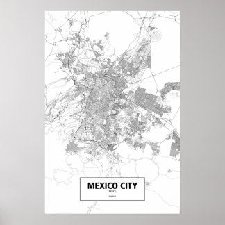 Pôster Cidade do México, México (preto no branco)