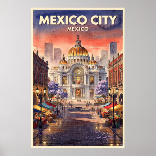 Poster Cidade do México México Viagem Vintage