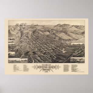 Pôster Cidade do montículo, mapa panorâmico da TA - 188