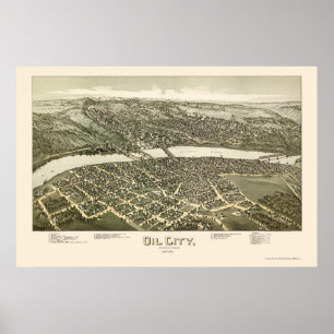 Pôster Cidade do óleo, mapa panorâmico do PA - 1896