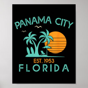 Poster Cidade do Panamá Flórida Praia Verão Tropical Vint