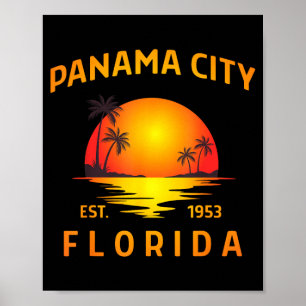 Poster Cidade do Panamá Flórida Praia Vintage Pôr do Sol