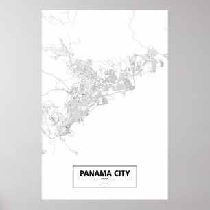 Poster Cidade do Panamá, Panamá (preto no branco)
