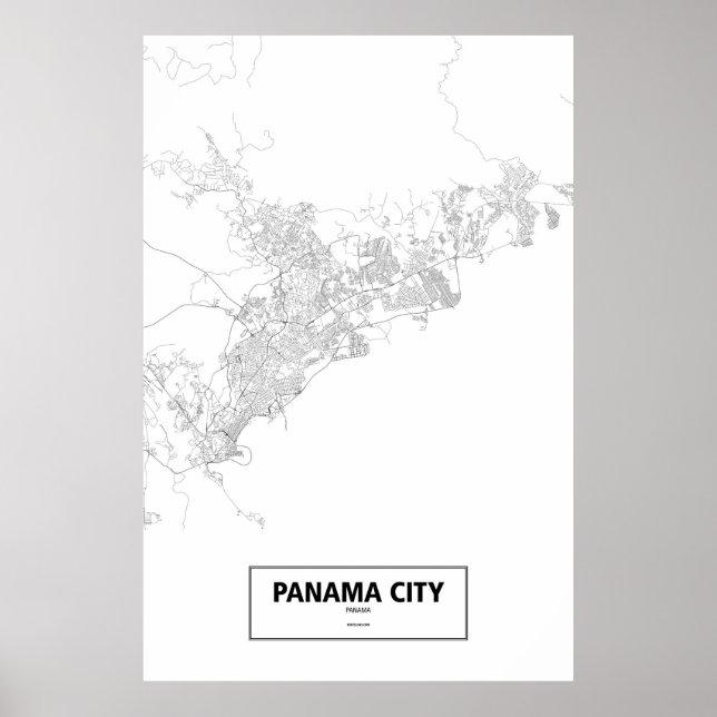Poster Cidade do Panamá, Panamá (preto no branco) (Frente)