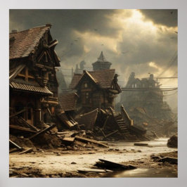 Poster Cidade do século XIX abandonada, rua principal