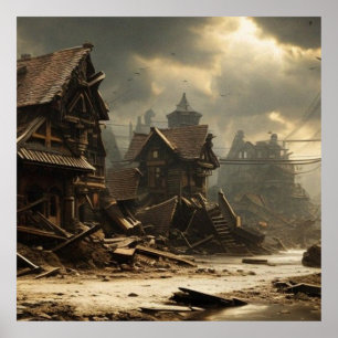 Poster Cidade do século XIX abandonada, rua principal