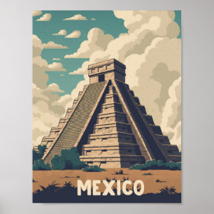 Poster Cidade Familiar do Viagem da Pirâmide do México