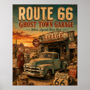 Poster Cidade Fantasma da Rota 66 Garagem