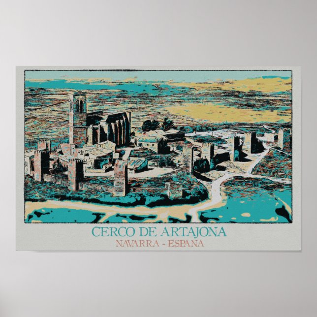 Poster Cidade Fortificada de Artajona, Navarre, Espanha (Frente)