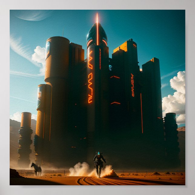 Poster Cidade Futurística no Deserto (Frente)