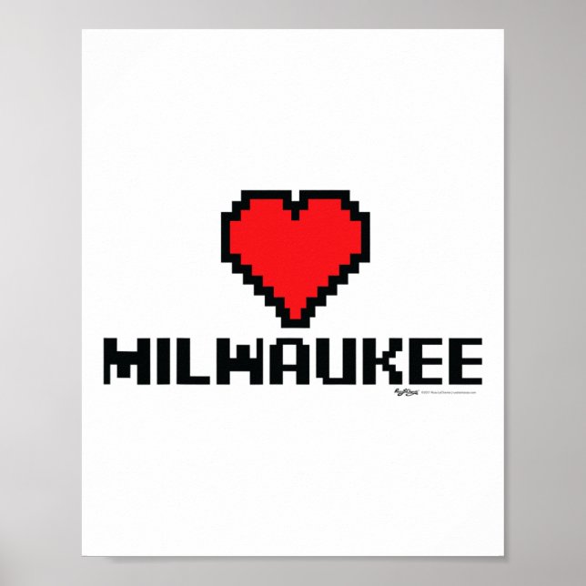 Poster Cidade Gamer de 8 bits de Milwaukee (Frente)