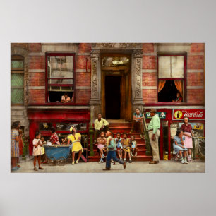 Poster Cidade - Harlem NY - vida 1935 do Stoop