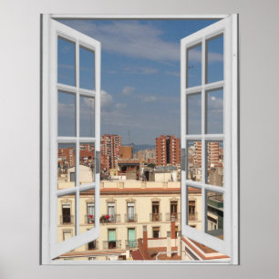 Pôster Cidade Mediterrânea Barcelona Vista da Janela
