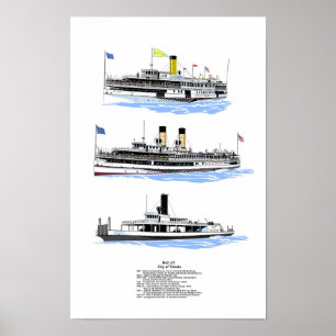 Poster Cidade navio a vapor dos Lagos excelentes de Toled
