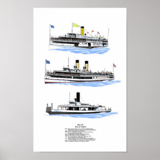 Poster Cidade navio a vapor dos Lagos excelentes de Toled