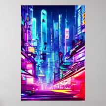 Cidade Neon Futurística Cyberpunk