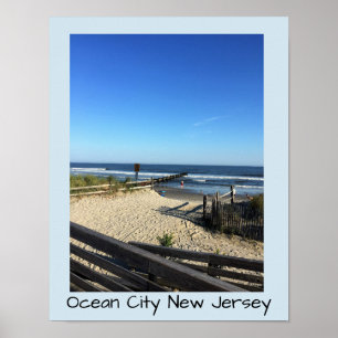 Pôster Cidade New-jersey do oceano da praia