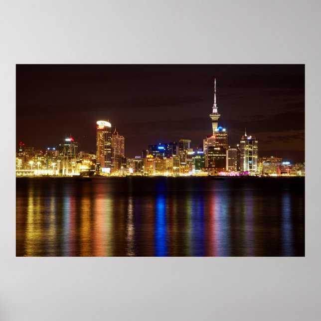 Poster Cidade Noturna de Auckland (Frente)