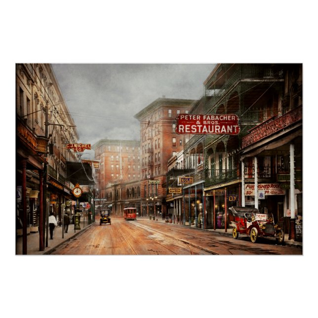 Pôster Cidade - Nova Orleans - Uma vista da St Charles Av (Frente)