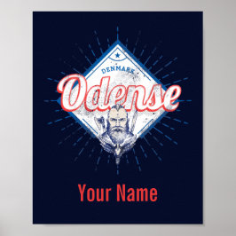 Poster Cidade Odense Dinamarca Retro Viking Vintage Souve