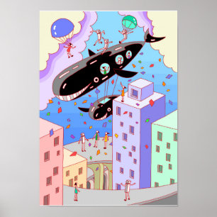 Poster Cidade onde viaja o dirigível baleia.