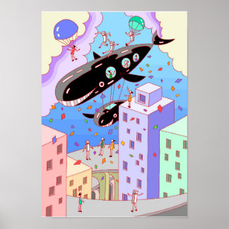 Poster Cidade onde viaja o dirigível baleia.