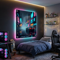 Cidade Paisagem Urbana Cyberpunk Anime | Sala Neon