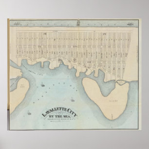 Pôster Cidade pelo mar, praia de Lavallette de Squan, NJ