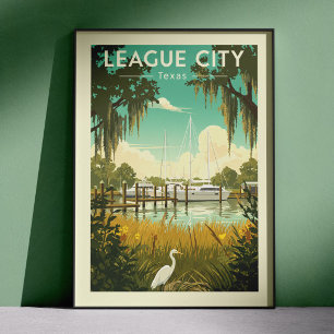 Poster Cidade Vintage League Texas