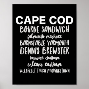 Poster Cidades de Cape Cod Provincetown Rnstable Bourne D