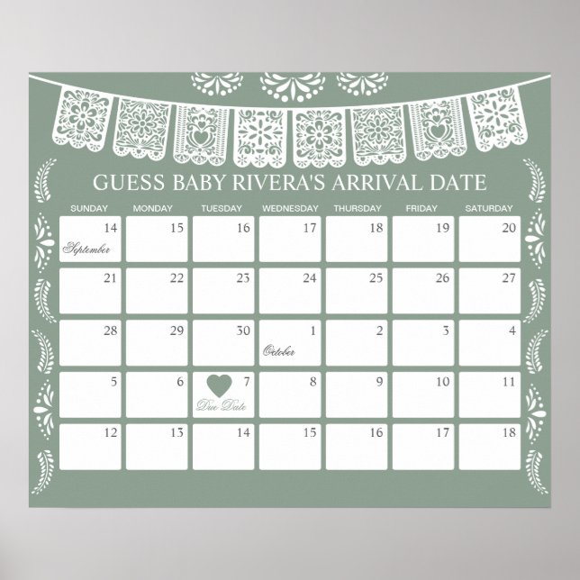 Poster Cielito Lindo Guess the due Date calendar (Frente)