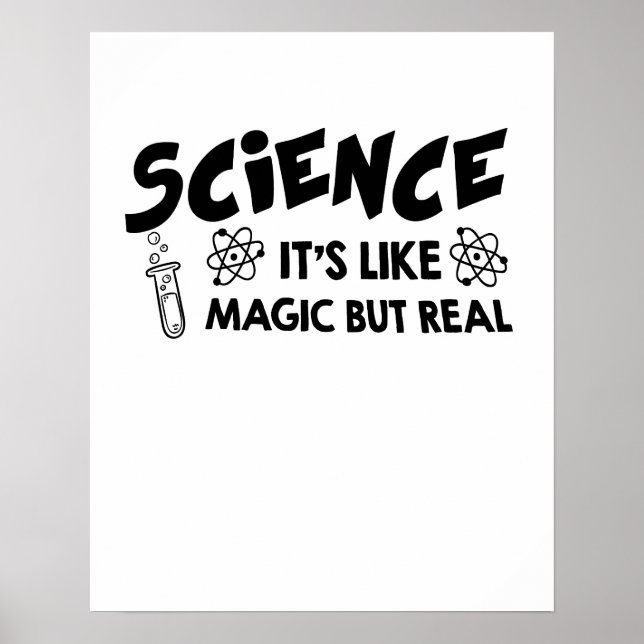 Poster CIÊNCIA É COMO MAGIC SCIENTIST Funny Gift (Frente)
