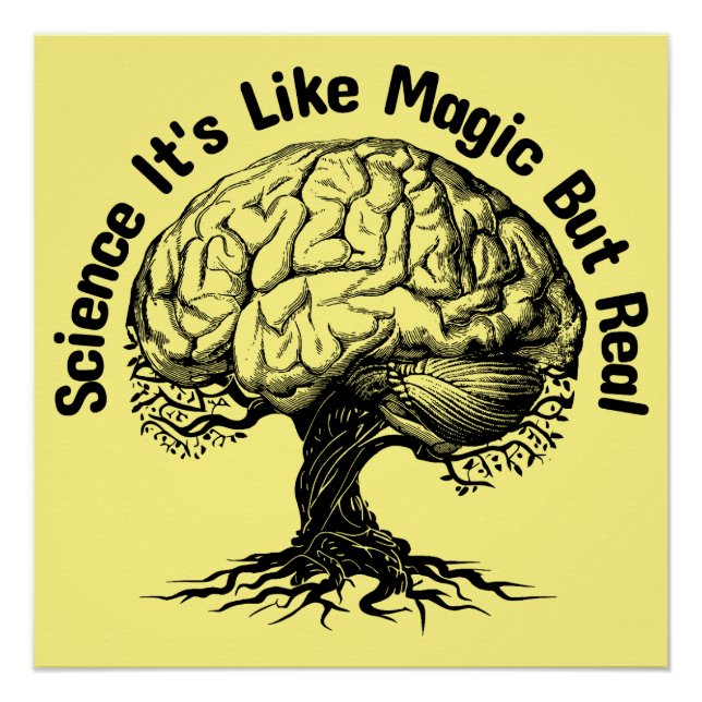 Pôster ciência é como mágica mas real (Frente)