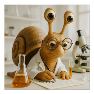 Pôster Cientista de Lesma Famoso Fantasia Fofo