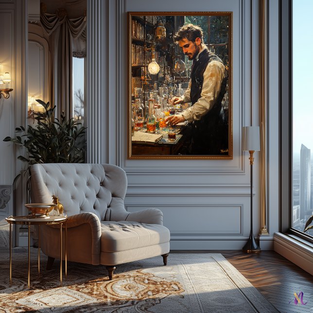 Poster Cientista Impressionista em um Laboratório Antigo (Criador carregado)