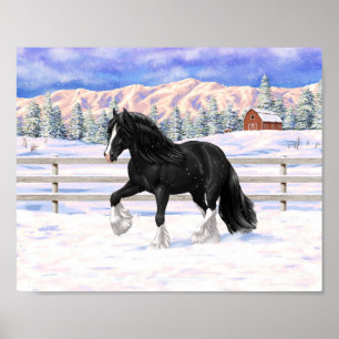 Poster Cigano Negro Vanner Irlandês Cob Draft Horse Na Ne