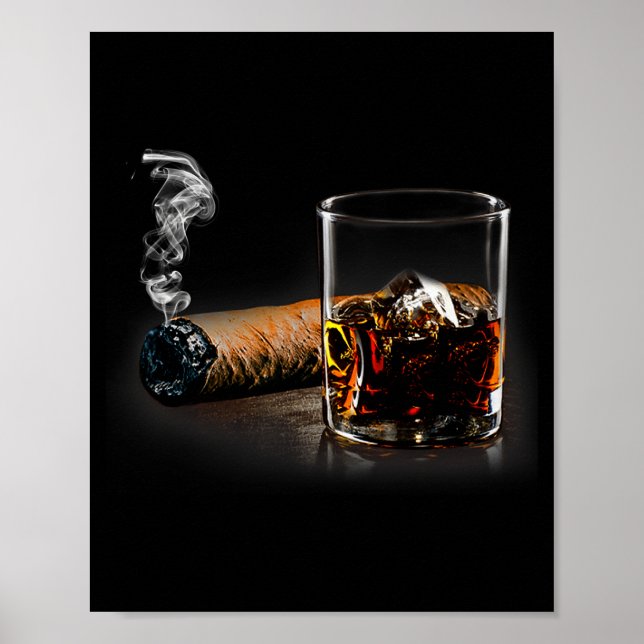 Poster Cigar And Bourbon Great Gift For Cigar Lounge Love (Frente)