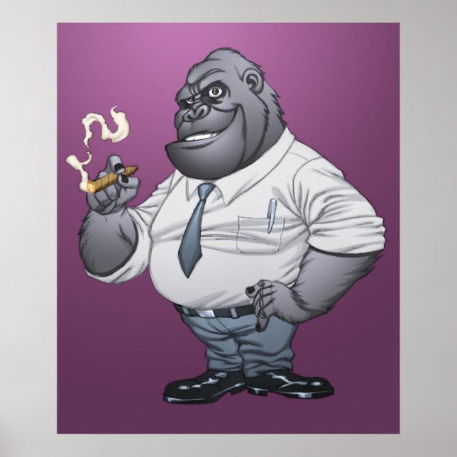 Poster Cigar Smoking Business Man Boss Gorilla, de Al Rio (Frente)