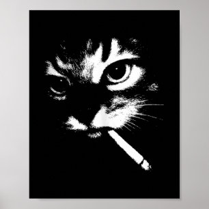 Poster Cigarro Gatinho Engraçado Fumar Gangster de Gato